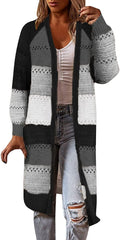 Womens Open Front Button Down Casual Knitted Long Maxi Cardigans