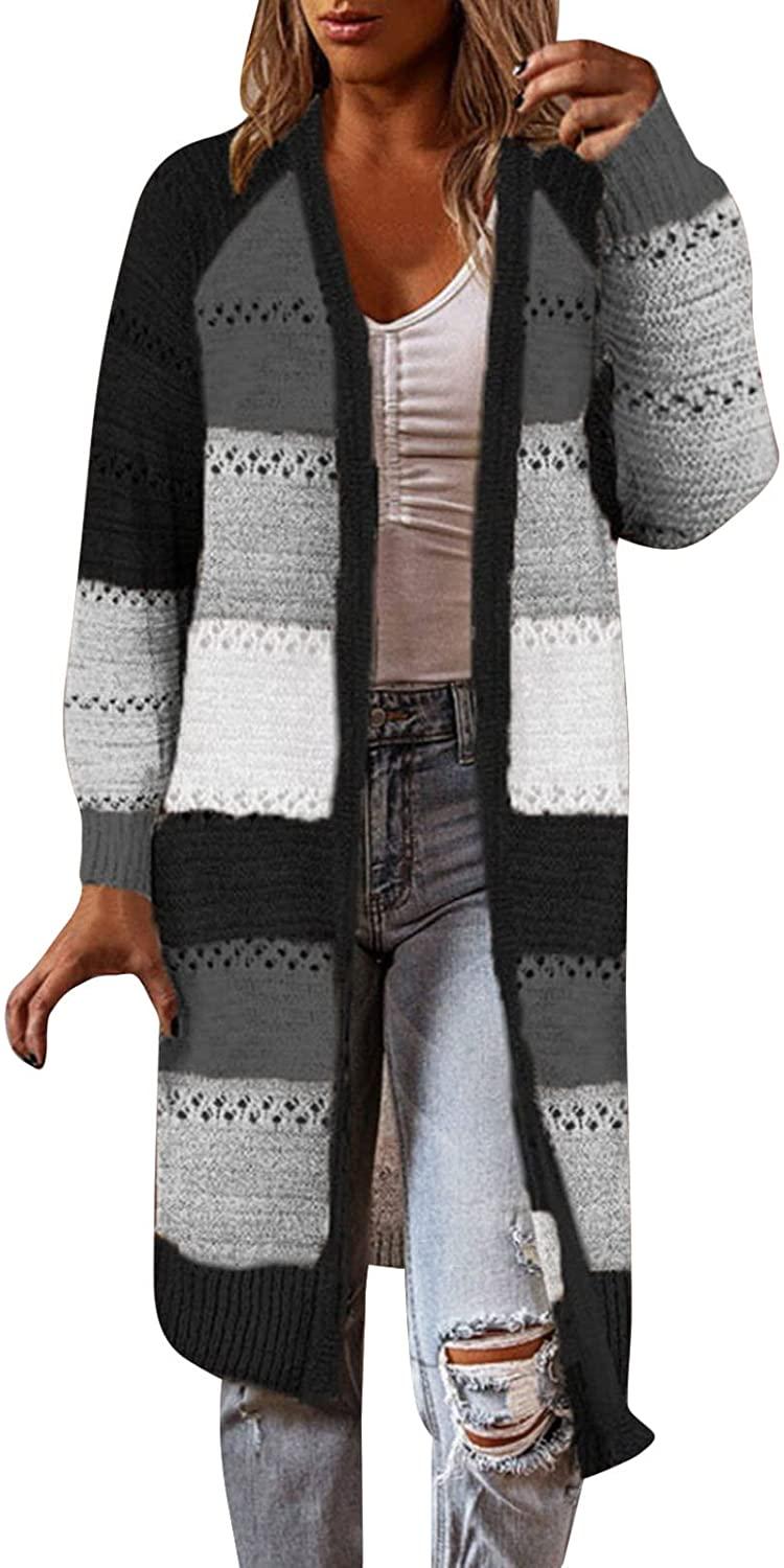 Womens Open Front Button Down Casual Knitted Long Maxi Cardigans