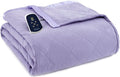 Thermee Micro Flannel Twin-Size Electric Heated Blanket, Machine Wash &amp; Dry, Timer &amp; Safety Shutoff, 85Lx66W, Lilac