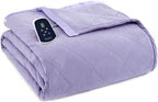 Thermee Micro Flannel Twin-Size Electric Heated Blanket, Machine Wash &amp; Dry, Timer &amp; Safety Shutoff, 85Lx66W, Lilac
