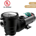 vevor 1.5hp swimming pool pump hayward 4980gph 115v in/above ground strainer