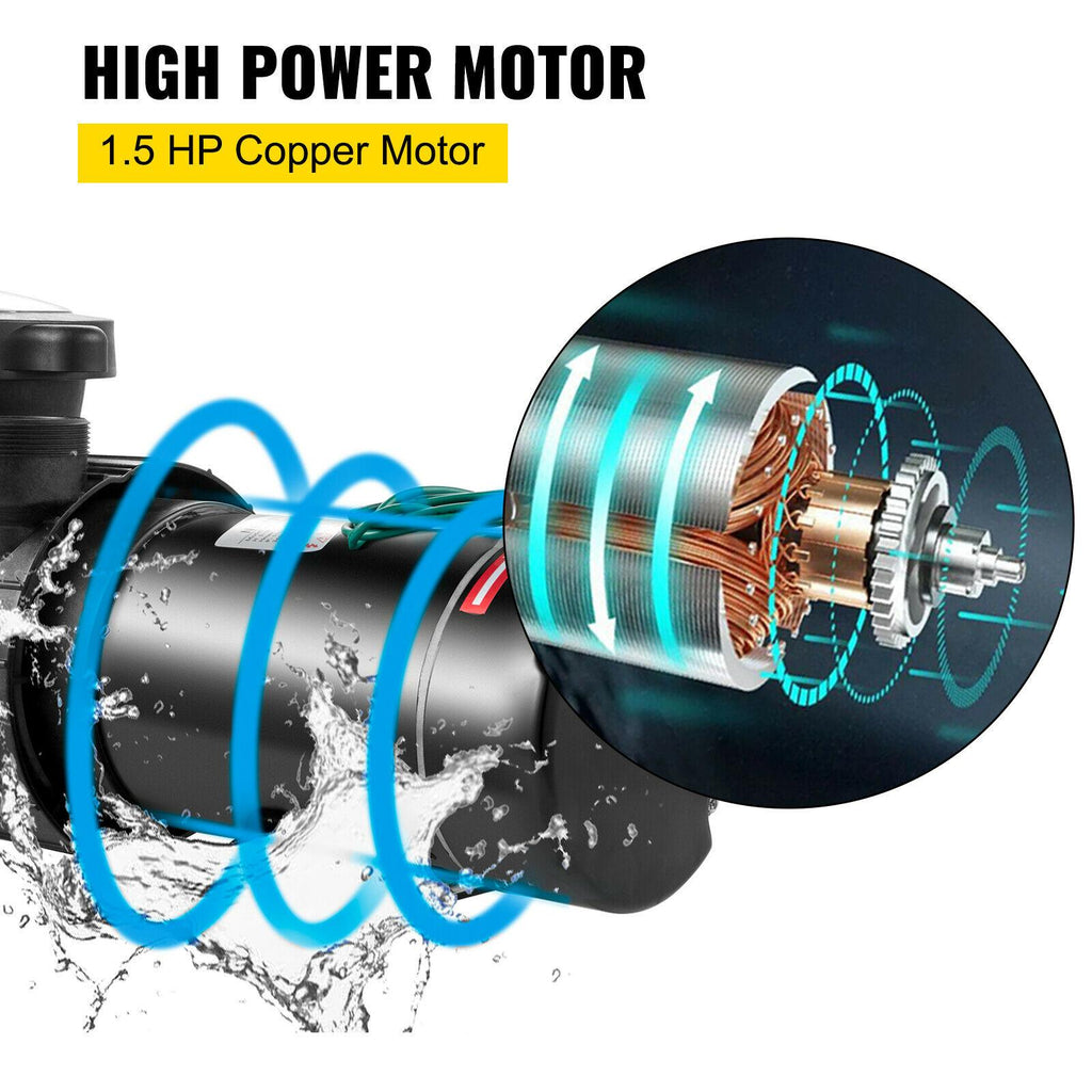vevor 1.5hp swimming pool pump hayward 4980gph 115v in/above ground strainer