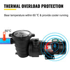 vevor 1.5hp swimming pool pump hayward 4980gph 115v in/above ground strainer