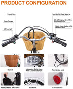 Electric Bike for Adults 350W 26''  Camel Electric Bicycle Assisted Bicycle for Female Men with Removable LarCapacity Lithium Battery and Charger.