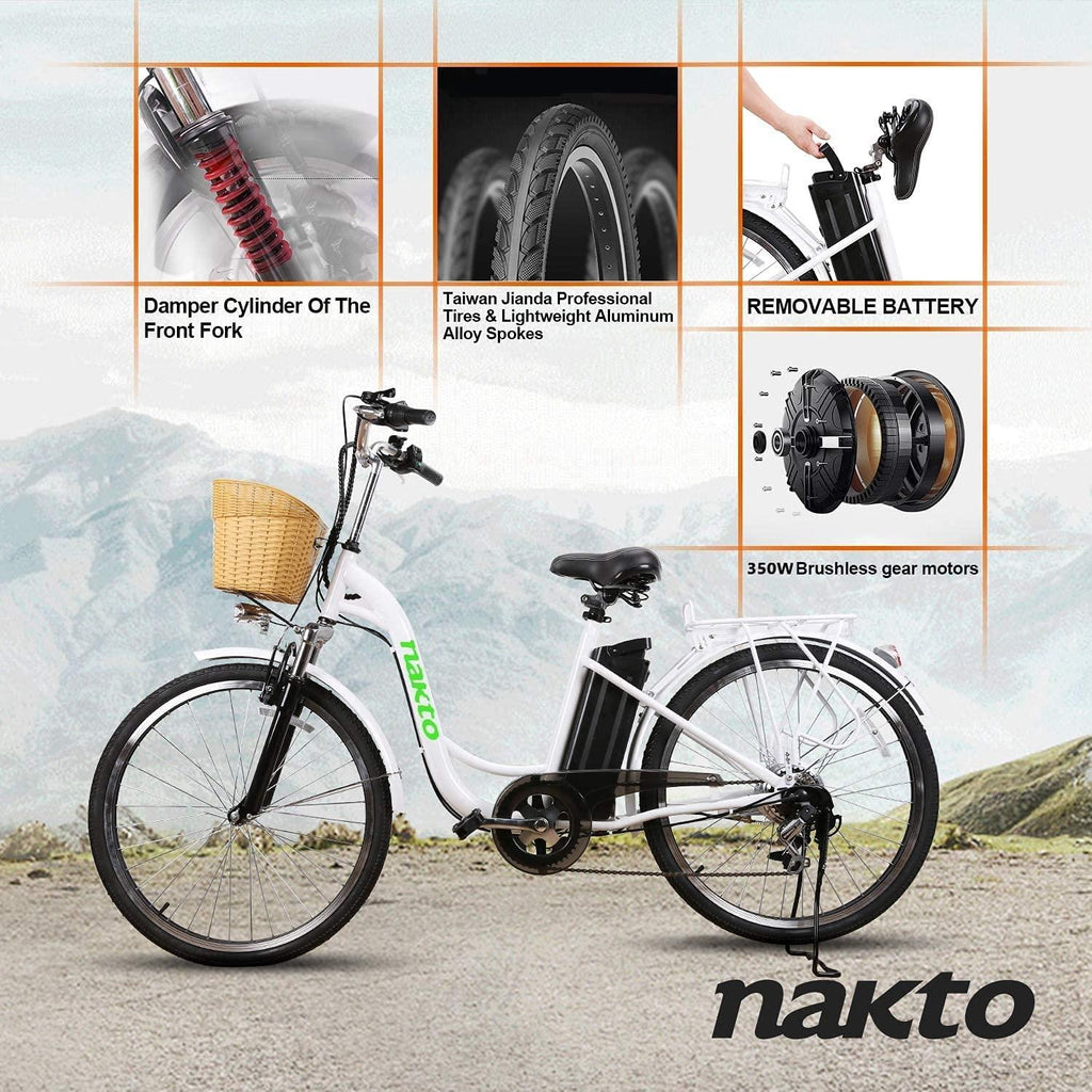 Electric Bike for Adults 350W 26''  Camel Electric Bicycle Assisted Bicycle for Female Men with Removable LarCapacity Lithium Battery and Charger.