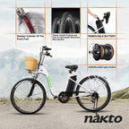 Electric Bike for Adults 350W 26''  Camel Electric Bicycle Assisted Bicycle for Female Men with Removable LarCapacity Lithium Battery and Charger.