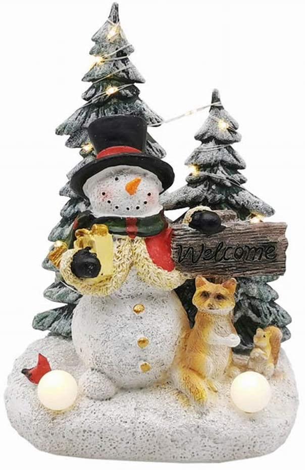 ZMDZA Christmas Tree Figurines for Holiday Home Decor Christmas Decoration Santa Claus and Snowman Trees with LED Light, Music and USB (Size : Style 1)