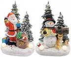 ZMDZA Christmas Tree Figurines for Holiday Home Decor Christmas Decoration Santa Claus and Snowman Trees with LED Light, Music and USB (Size : Style 1)