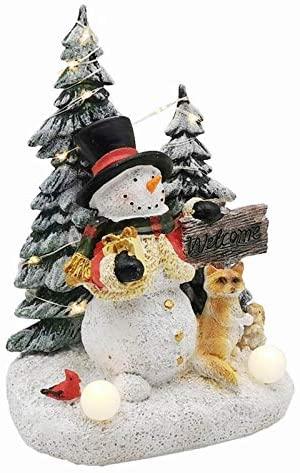 ZMDZA Christmas Tree Figurines for Holiday Home Decor Christmas Decoration Santa Claus and Snowman Trees with LED Light, Music and USB (Size : Style 1)