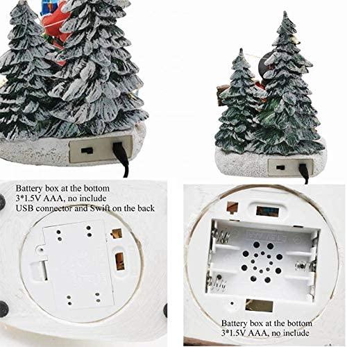 ZMDZA Christmas Tree Figurines for Holiday Home Decor Christmas Decoration Santa Claus and Snowman Trees with LED Light, Music and USB (Size : Style 1)