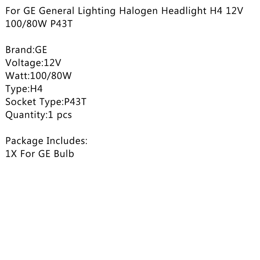 For GE General Lighting Halogen Headlight H4 12V100/80W P43T Generic