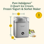 Ice Cream Maker Machine, 2-Quart Ice Cream, Sorbet and Frozen Yogurt Machine, Fully Automatic Double-Insulated Freezer Bowl Makes Frozen Desserts in Under 30 Minutes, ICE30BCP1, Silver