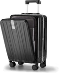 Lightweight Hardside Luggage 8 Spinner Silent Wheels Travel Suitcase, Black, Carry-On 20-Inch