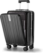 Lightweight Hardside Luggage 8 Spinner Silent Wheels Travel Suitcase, Black, Carry-On 20-Inch