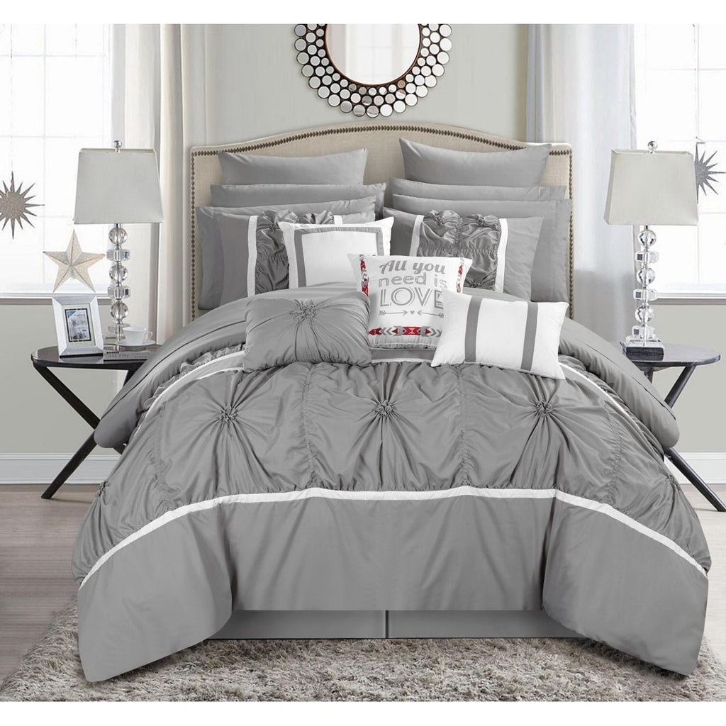 Chic Home CS2767 Ashville Comforter Set - Queen Size, Navy - 16 Piece