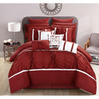 Chic Home CS2767 Ashville Comforter Set - Queen Size, Navy - 16 Piece
