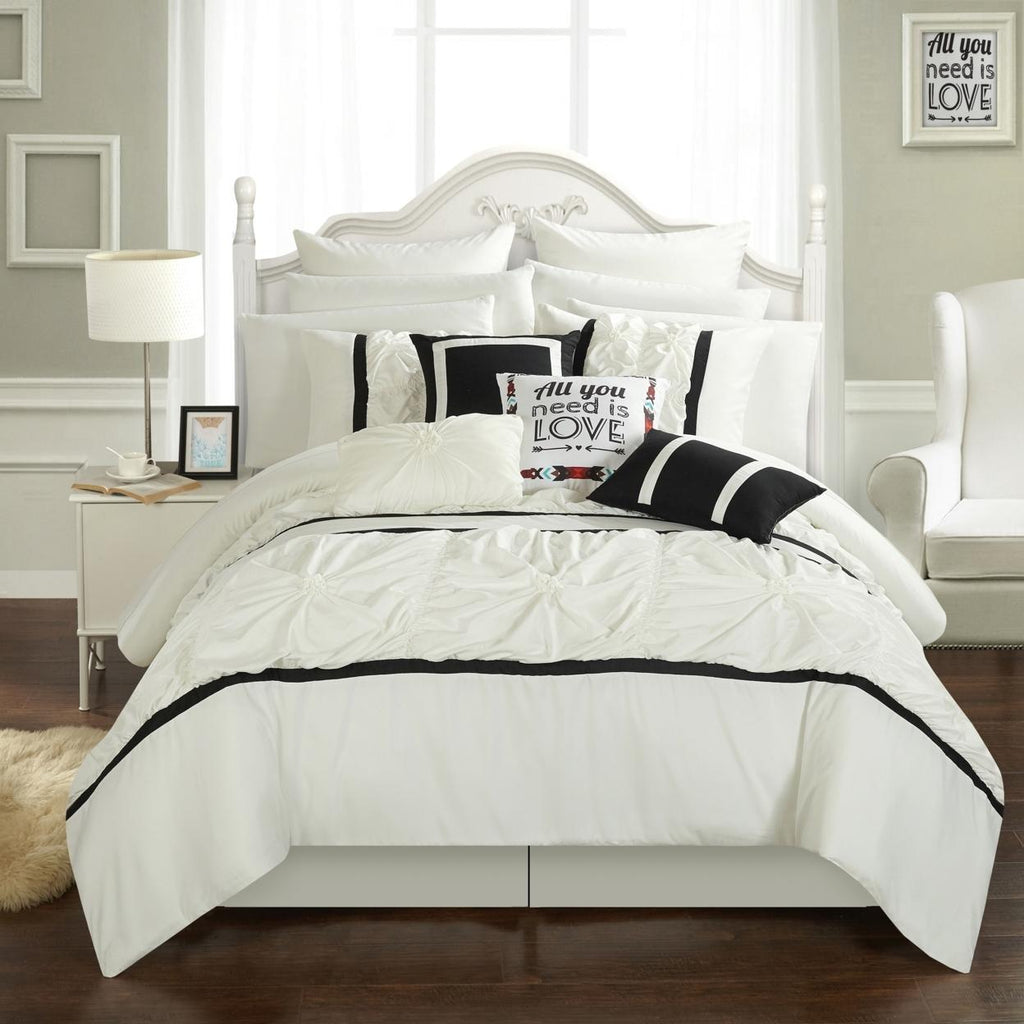 Chic Home CS2767 Ashville Comforter Set - Queen Size, Navy - 16 Piece