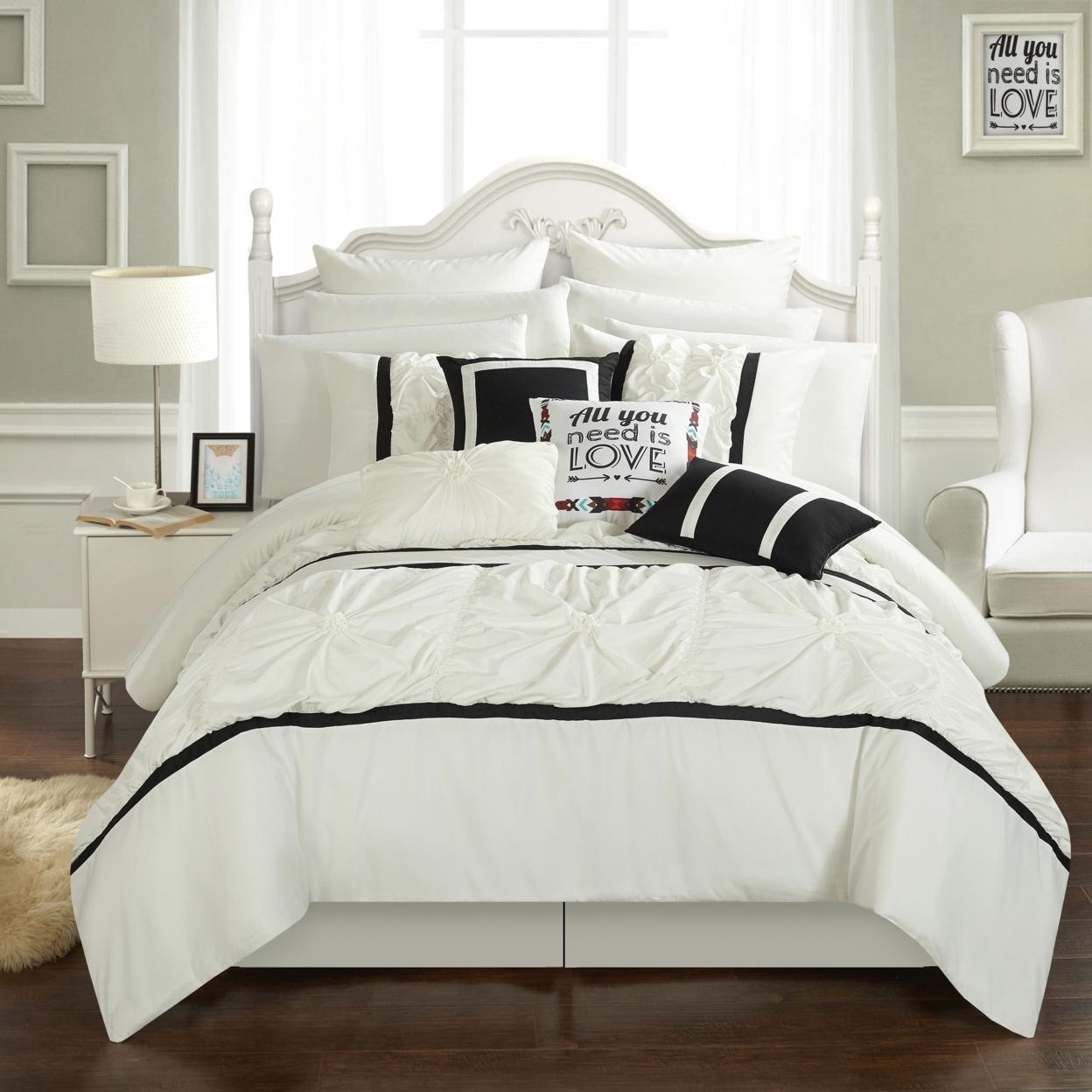 Chic Home CS2756 Ashville Comforter Set - Size, White - 16 Piece