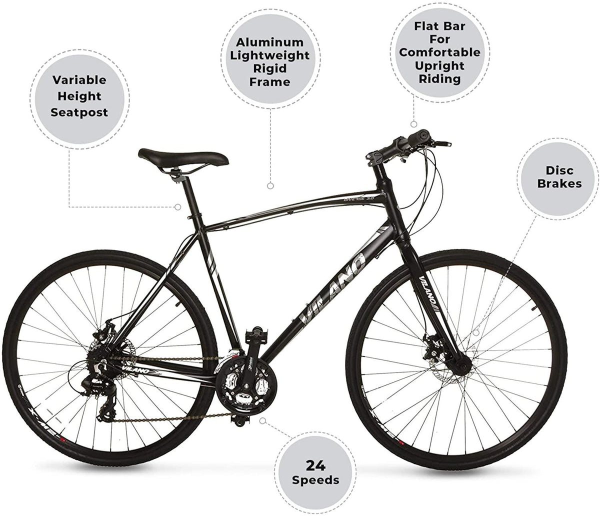 Vilano Diverse 3.0 Performance Hybrid Road Bike 24 Speed Disc Brakes