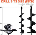 dc house 52cc 2.4hp gas powered post hole digger with two earth auger drill bit 6" &amp; 10"earth digger