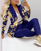 Fashion Chain Texture Print Suit