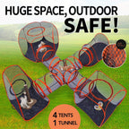 Compound Pet Play House, Cat Tent, Portable 5 in 1 Pet Tent, Indoor/Outdoor Cage, Cat Playpen House Crate CaFences, Cat Tunnel, Pop Up Folding Enclosure Playhouse for Kitty, Dog, Rabbit, Puppy