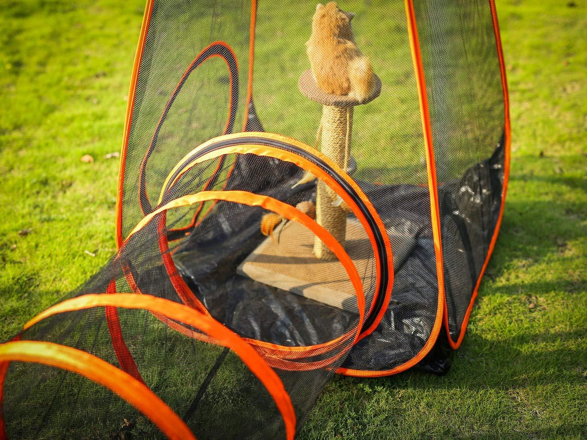 Compound Pet Play House, Cat Tent, Portable 5 in 1 Pet Tent, Indoor/Outdoor Cage, Cat Playpen House Crate CaFences, Cat Tunnel, Pop Up Folding Enclosure Playhouse for Kitty, Dog, Rabbit, Puppy