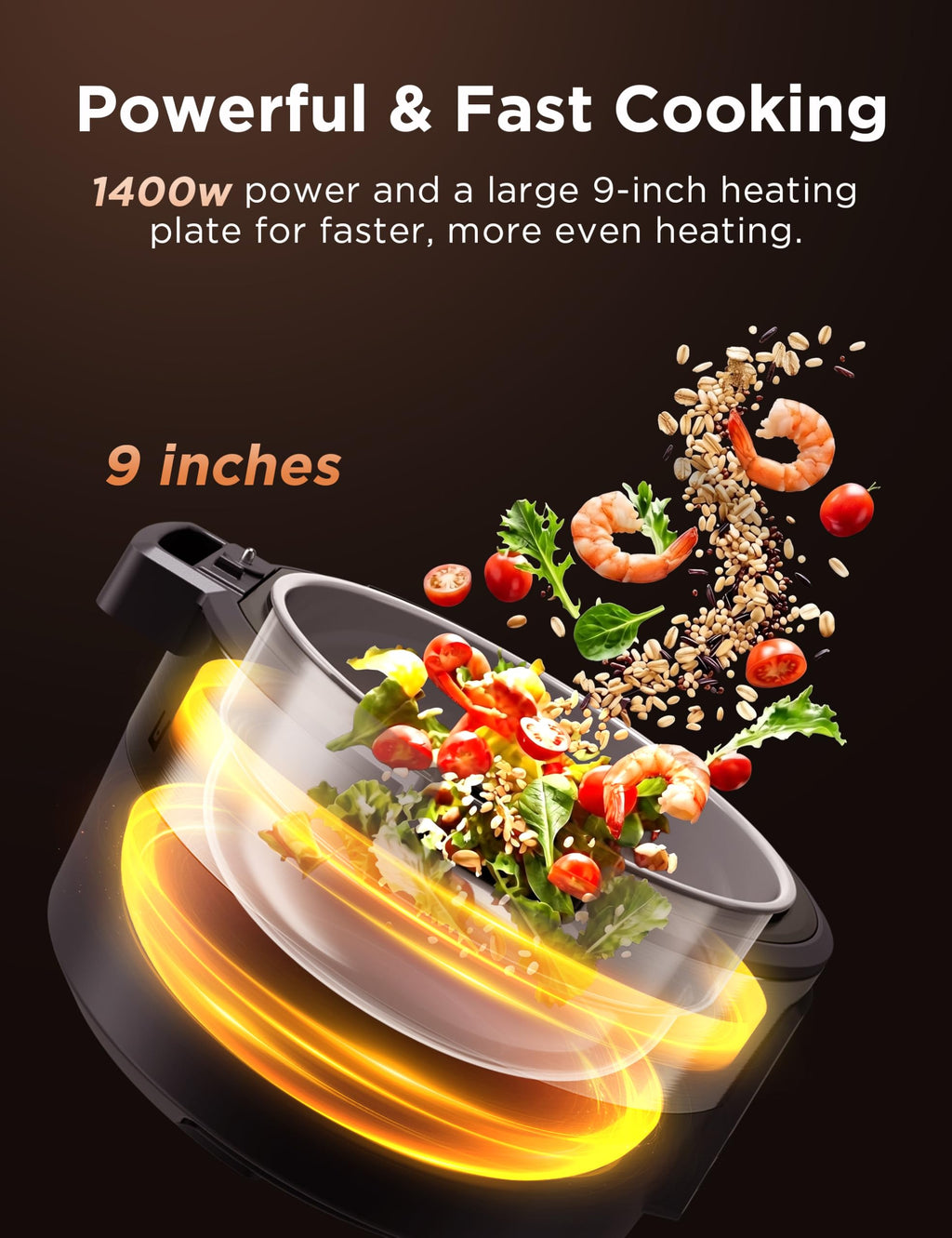Rice Cooker for 8-Cups Uncooked Rice with 10 Multifunction CooPrograms Including Sauteing, Steaming, and Simmering, Features a Non-Stick Inner Pot with Handles and Glass Lid
