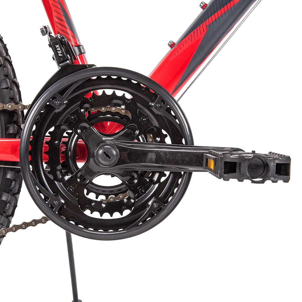 Huffy Hardtail Mountain Bike, Stone Mountain 24-26 inch 21-Speed, Lightweight, Gloss Red (74808)