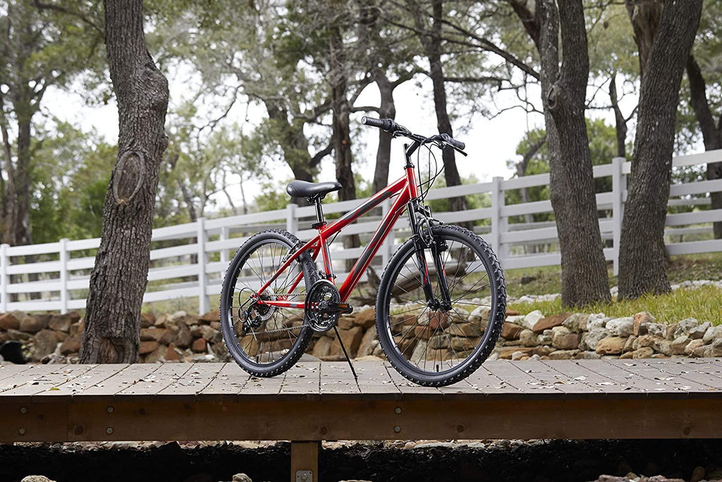 Huffy Hardtail Mountain Bike, Stone Mountain 24-26 inch 21-Speed, Lightweight, Gloss Red (74808)