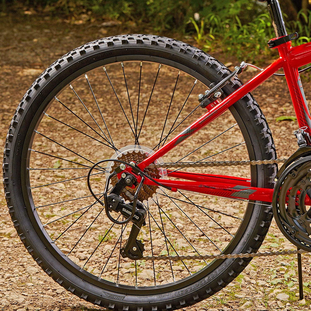 Huffy Hardtail Mountain Bike, Stone Mountain 24-26 inch 21-Speed, Lightweight, Gloss Red (74808)