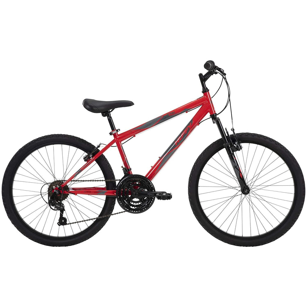 Huffy Hardtail Mountain Bike, Stone Mountain 24-26 inch 21-Speed, Lightweight, Gloss Red (74808)