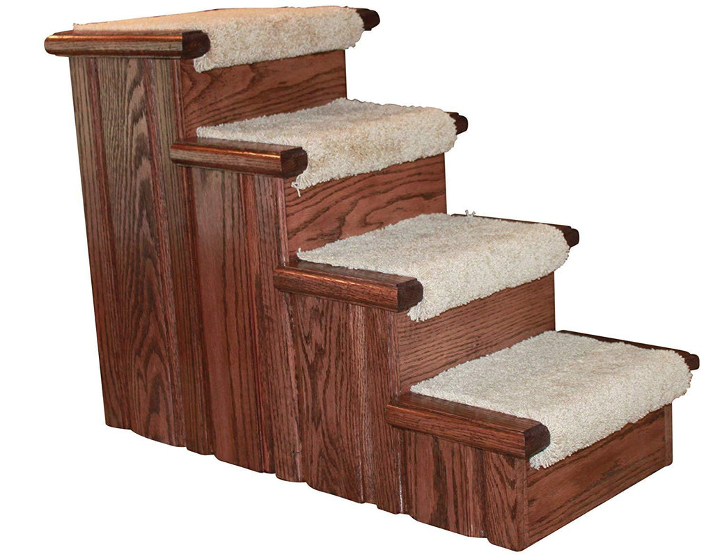 Premier Pet Steps Tall Raised Panel Dog Steps, Carpeted Tread with a Rich Cherry Stain, 23-Inch