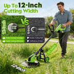 20000 RPM Electric Weed Eater Battery Powered 6000mAh, 12″ Brushless Electric Weed Wacker Cordless Wheeled Edger Trimmer, 4-in-1 Brush Cutter Heavy Duty/String Trimmer/Lawn Mower Edger, 2 Battery Tool