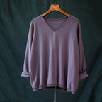 babakud 10 colors v-neck cotton knitted drawstring autumn t-shirt
