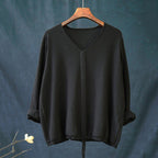 babakud 10 colors v-neck cotton knitted drawstring autumn t-shirt