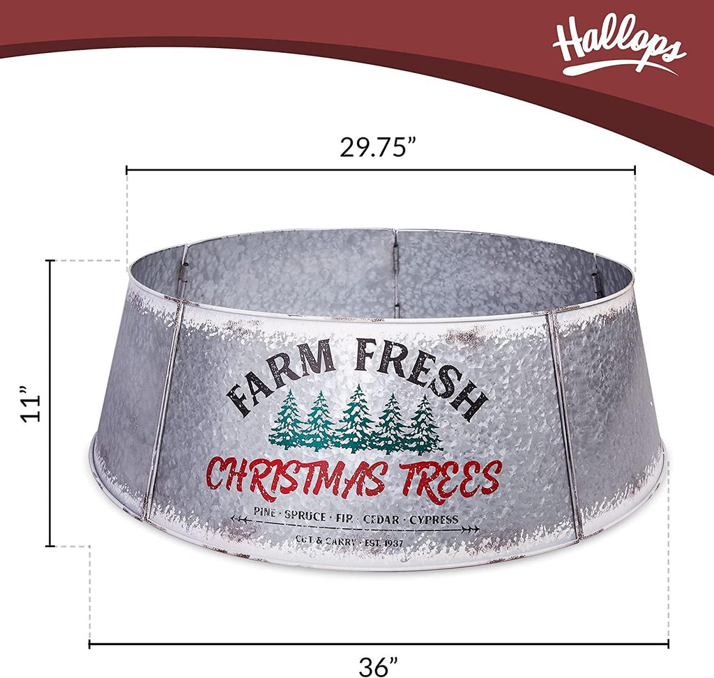Galvanized Tree Collar - Large To Small Christmas Tree. Adjustable Metal Skirt, Christmas