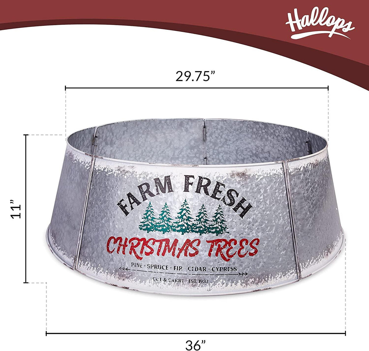 Galvanized Tree Collar - Large To Small Christmas Tree. Adjustable Metal Skirt, Christmas