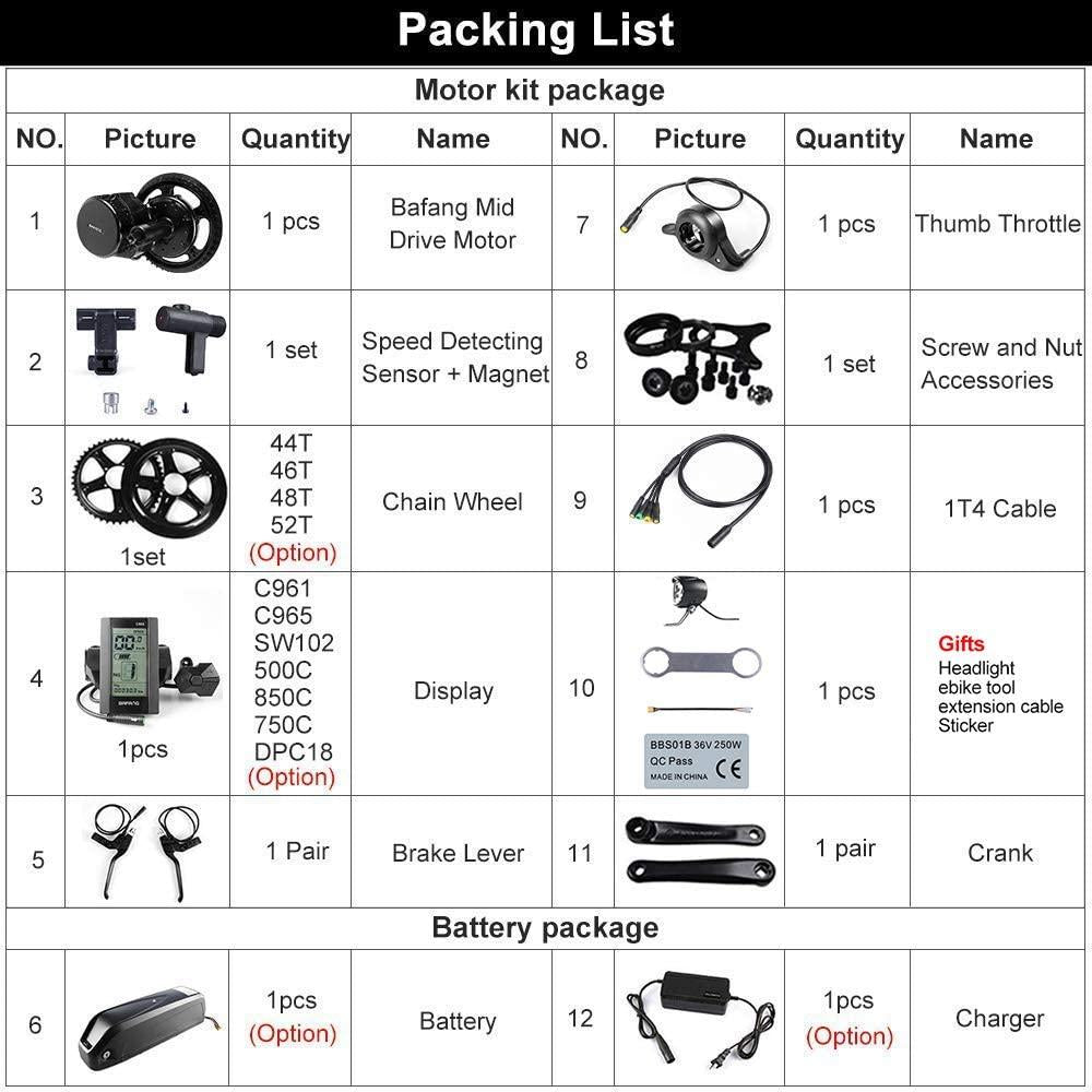 BAFANG BBS02B 48V 750W Ebike Motor with LCD Display 8fun Mid Drive Electric Bike Conversion Kits