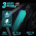 METAKOO 26” Electric Mountain Bike, 350W Motor, 3 Hours Fast Charge, 36V Removable Battery, 20Mph Electric Bicycle with 21 Speed Gears | Black