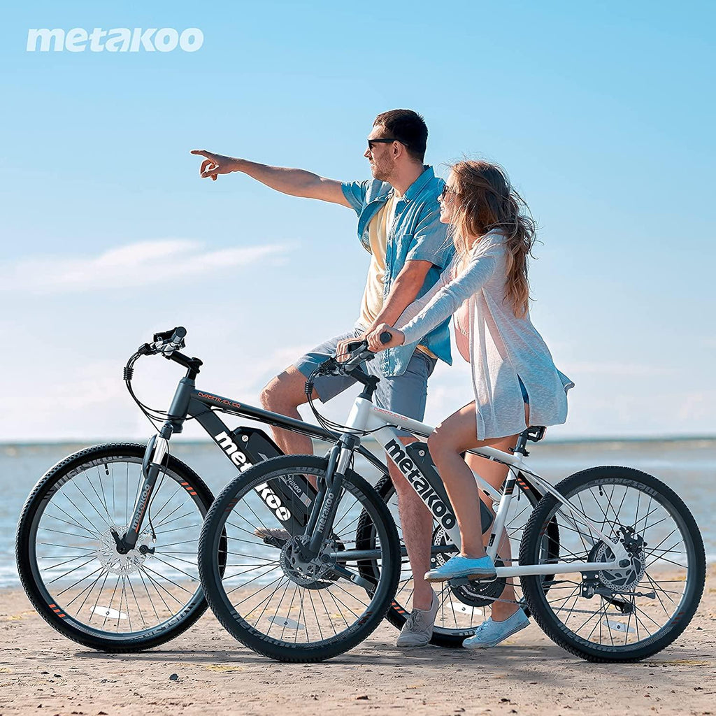 METAKOO 26” Electric Mountain Bike, 350W Motor, 3 Hours Fast Charge, 36V Removable Battery, 20Mph Electric Bicycle with 21 Speed Gears | Black