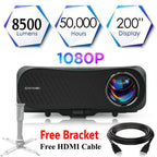 native 1080p 8500lumens projector led smart home theater outdoor tv support 4k