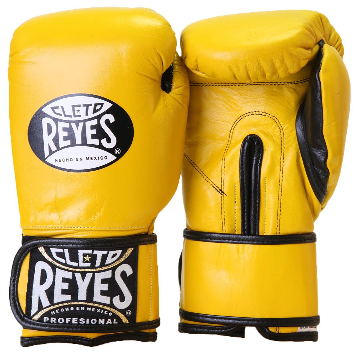 Cleto Reyes Hook and Loop Leather Training Boxing Gloves - 16 oz - Yellow
