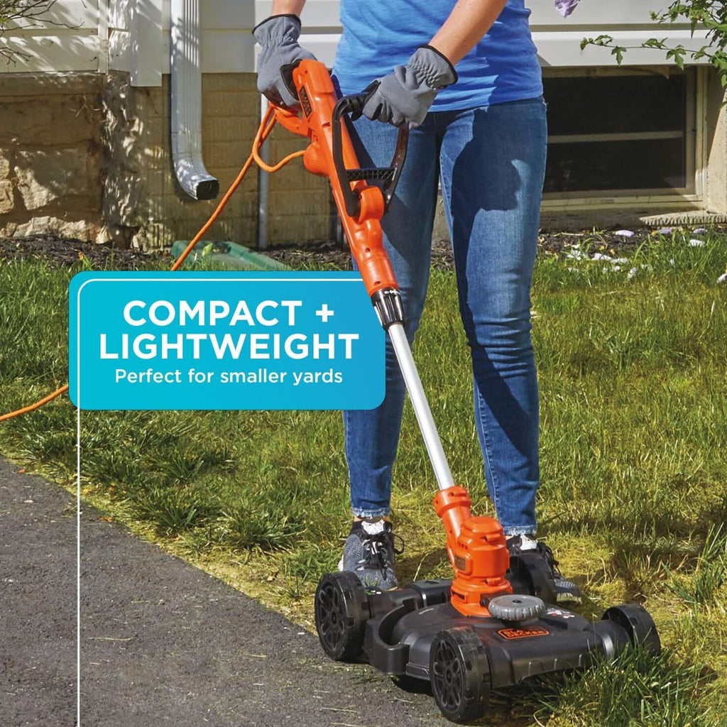 Electric Lawn Mower, Weed Eater and Edger 3-in-1 Combo, Corded 12-Inch 6.5 Amp Electric Weed Wacker and Compact Push Mower (BESTA512CM)