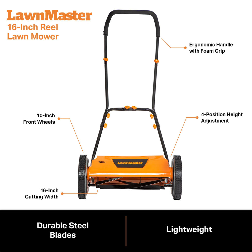 LMRM1602 Push Reel Lawn Mower 16-Inch 5-Blade