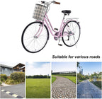 Yacolife 26'' Women Comfort Bikes, Comfortable Commuter Bicycle with Basket and Back Seat, Beach Cruiser Bike for Picnic, Shopping, Pink