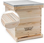 honey keeper beehive 20 frame complete box kit (10 deep and 10 medium) with metal roof for langstroth beekeeping