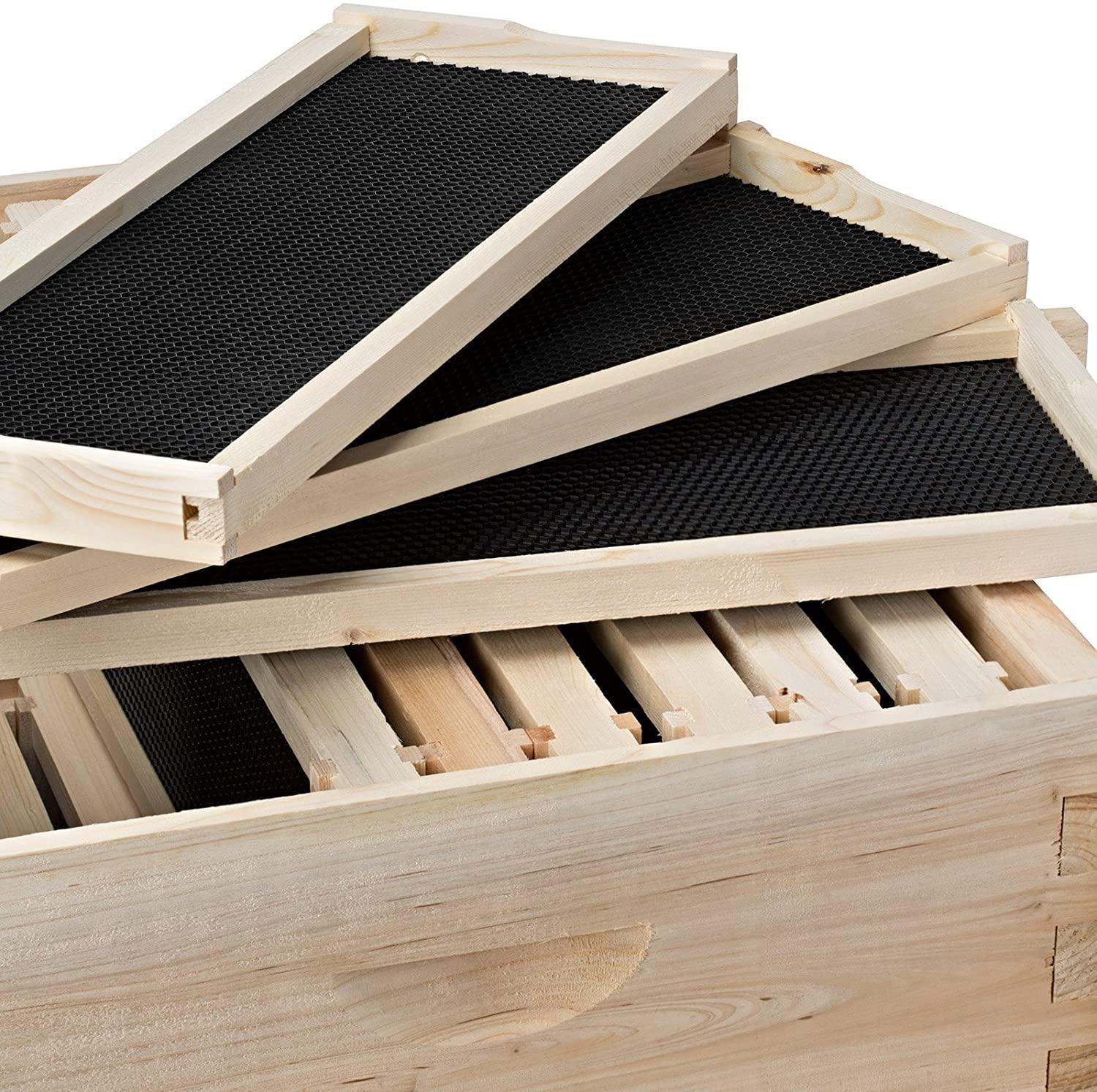 honey keeper beehive 20 frame complete box kit (10 deep and 10 medium) with metal roof for langstroth beekeeping