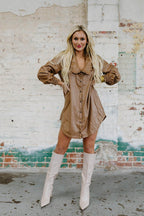 leather button dress