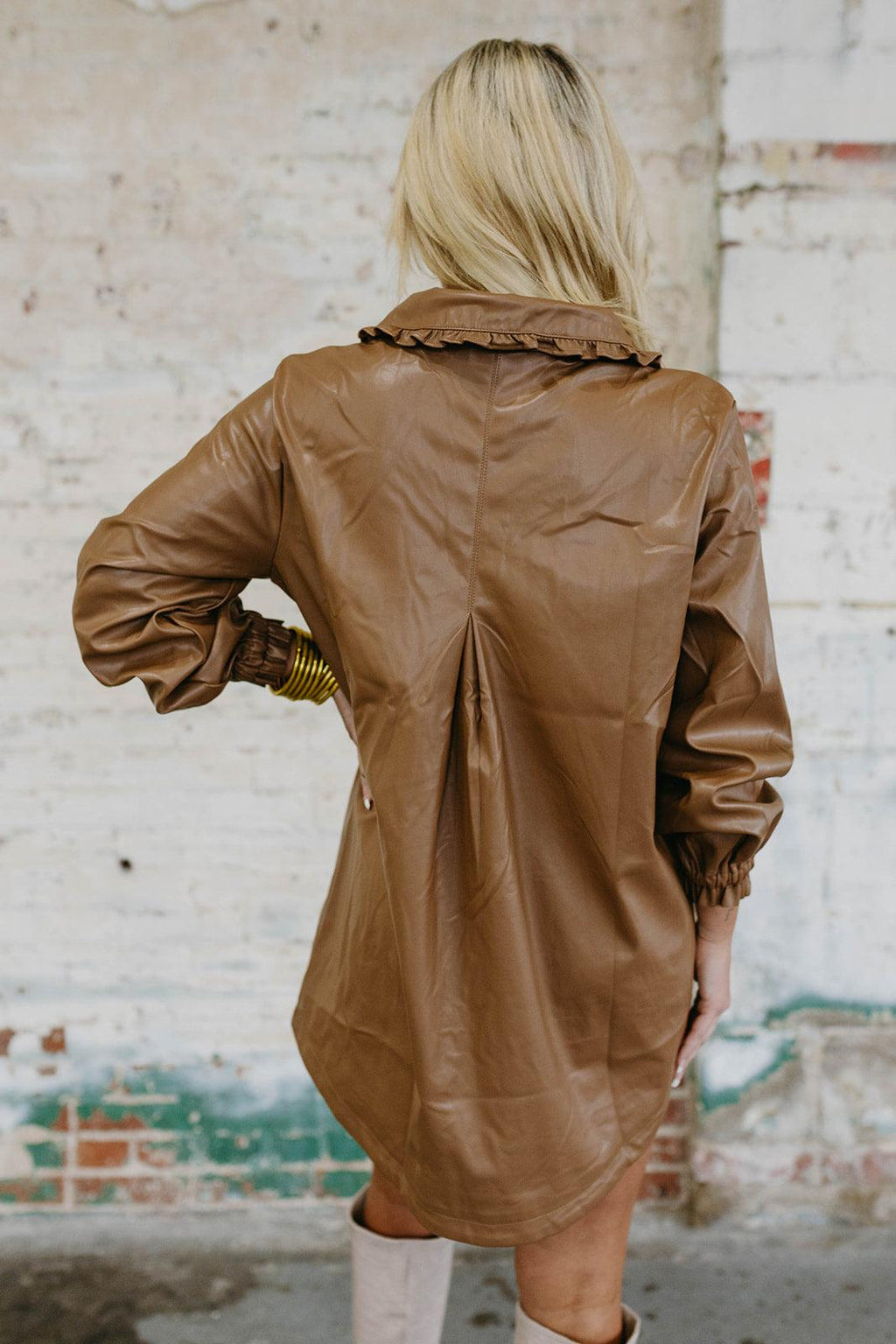 leather button dress